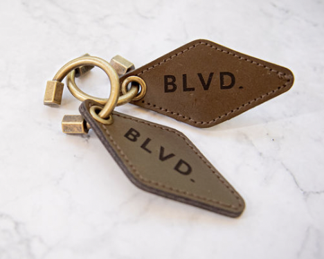 branded leather keychain