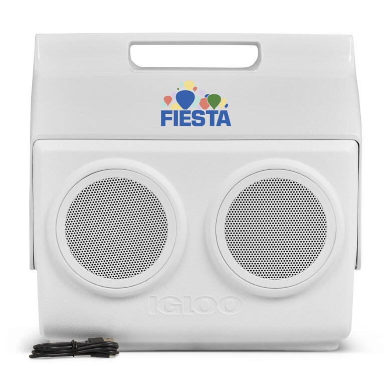 branded cooler with speakers